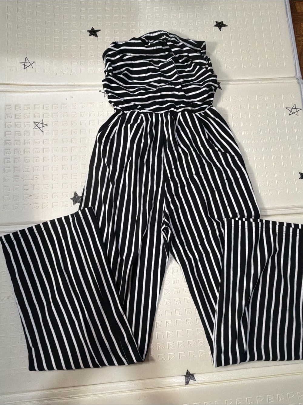 Black & White Stripe Wide-Leg Jumpsuit